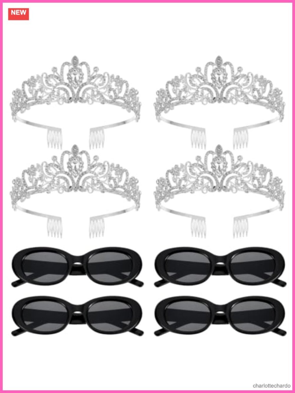 Princess Tiara Crown & Sunglasses Set Costume Accessory Bachelorette Party